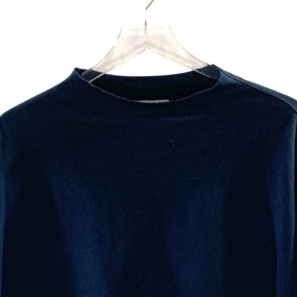 Tutu Lilli ML Womens Navy Mock Neck Relaxed Sweatshirt Top Boxy Lagenlook - Picture 4 of 9